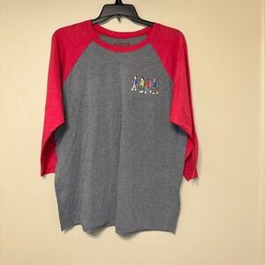 Stranger Things Graphic Raglan T-Shirt Gray and Red 2XL Baseball Tee